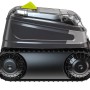 Robot piscina cordless Zodiac CNX-Li 5220 iQ grigio con cingoli e pulsante giallo.
