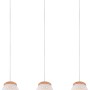 Lampada a sospensione Reality Bidar bianca a 3 luci con dettagli in legno per un'illuminazione accogliente.