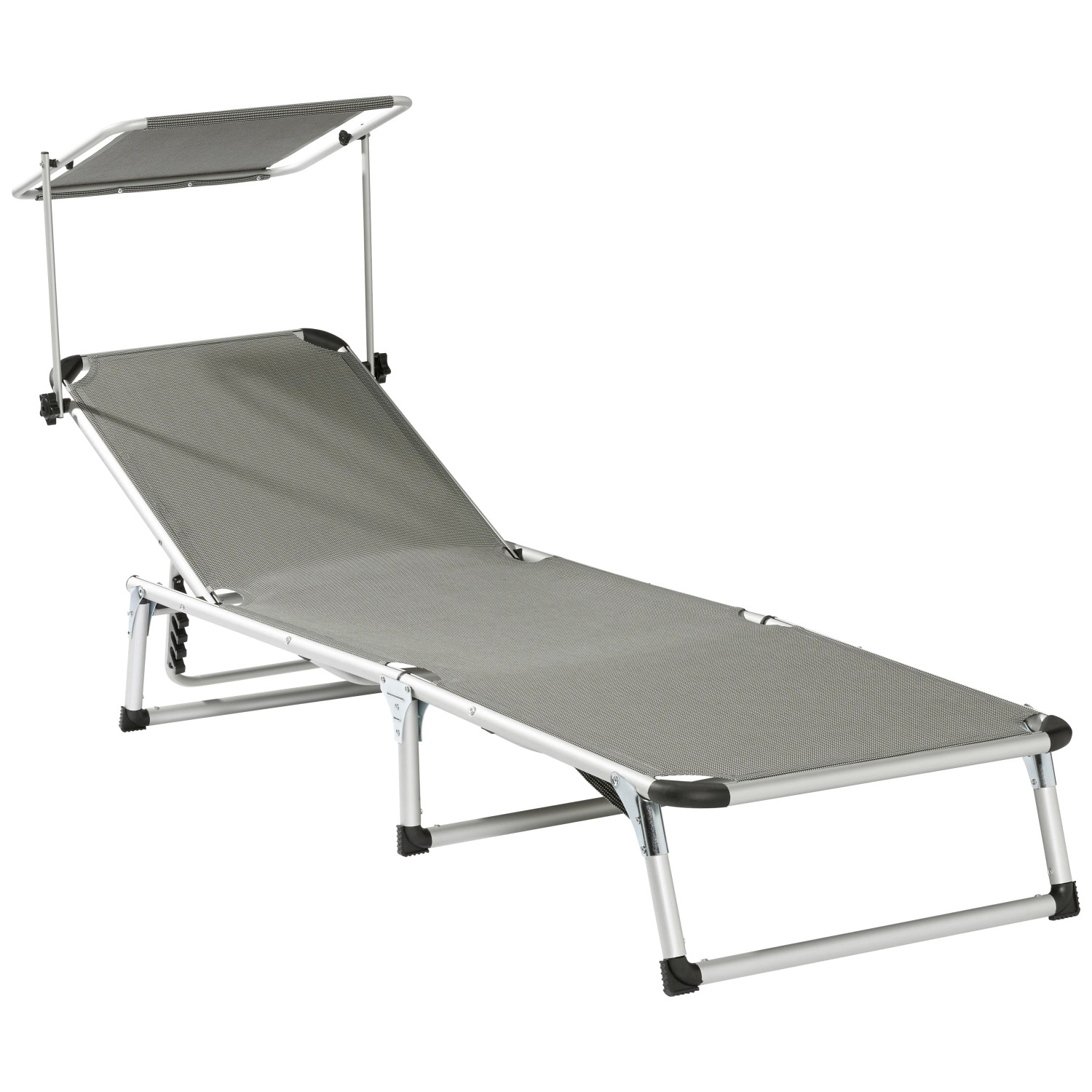 LINDER Lettino Prendisole XXL Tripla Sdraio Da Giardino Grigio Imbottita | Schienale Regolabile, Telaio In Alluminio, Fino A 110 Kg - 2
