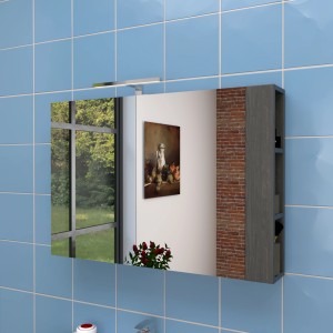 Mobile specchio bagno t.b.t. con ripiano e illuminazione.