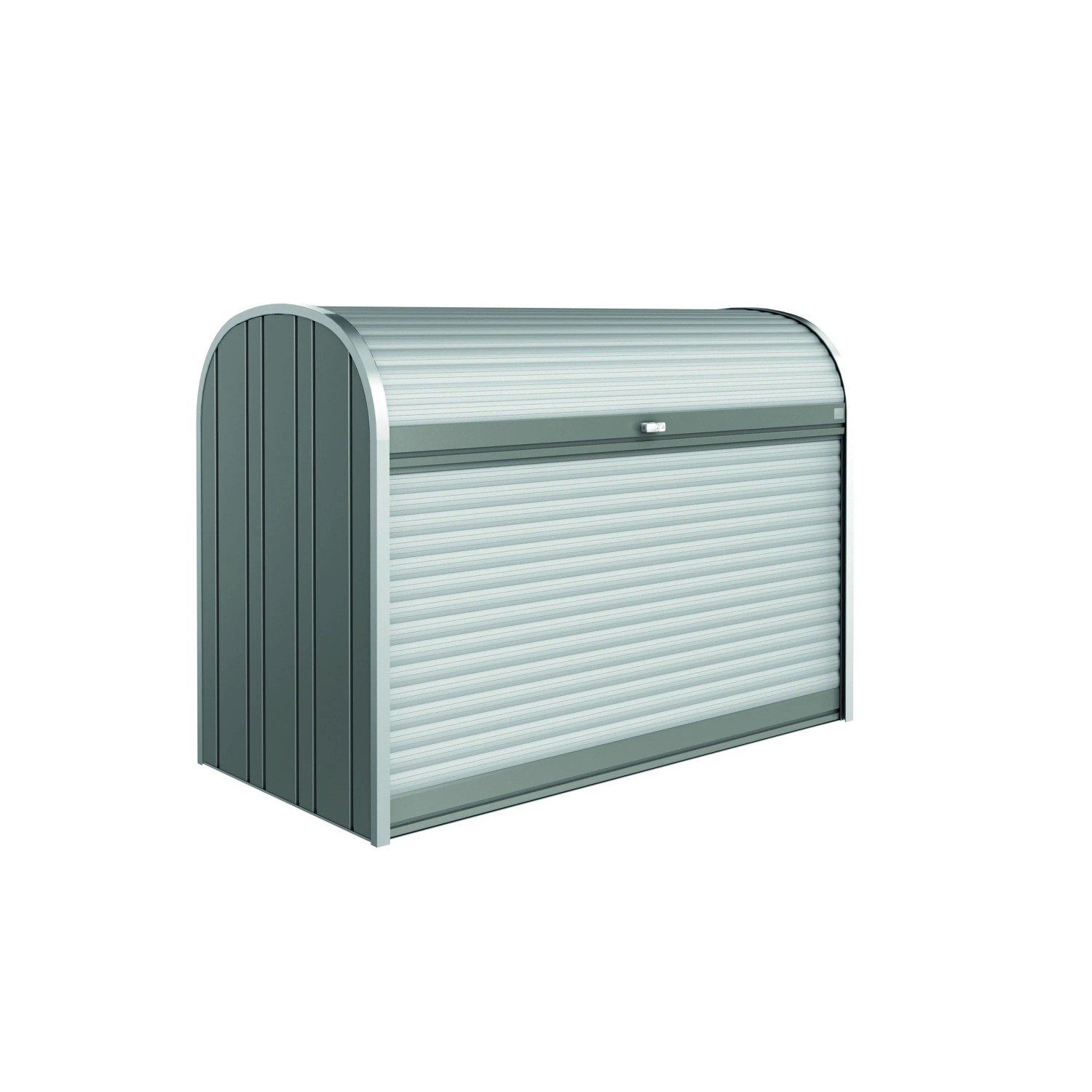 Biohort box contenitore da giardino StoreMax 190 grigio quarzo metallizzato, in metallo, con serranda.