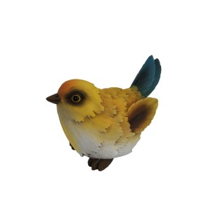 Statuetta decorativa uccellino giallo, 16 cm, per giardino e casa.