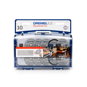 Dremel EZ SpeedClic SC690 set da taglio con 10 dischi e mandrino in custodia.