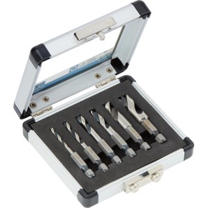 Set di punte da legno LUX, 6 pezzi, con codolo esagonale in custodia metallica.