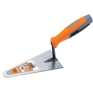 Cazzuola da muratore con manico arancione per lavori di muratura e piastrellatura.