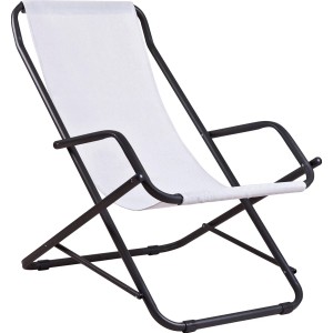 Lettino prendisole t.b.t. bianco con struttura nera per giardino e balcone.