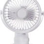 Mini ventilatore da tavolo bianco con clip, Ø 10,6 cm. Ventilatore USB compatto.
