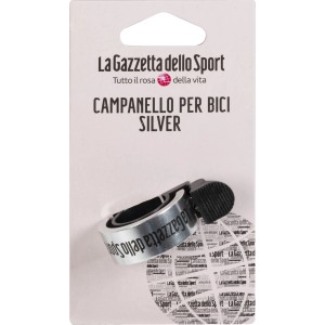 Campanello per bici argento di La Gazzetta dello Sport. Accessorio bici per maggiore sicurezza.