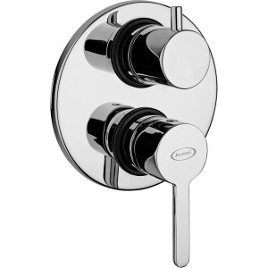 Miscelatore doccia t.b.t. cromato con leva e rosone rotondo.