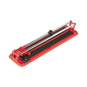 Tagliapiastrelle rosso (430 mm) in acciaio e plastica per tagli precisi.