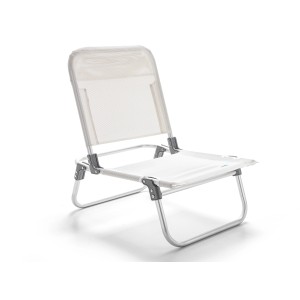 t.b.t. sedia da spiaggia, tessuto bianco e struttura in alluminio.