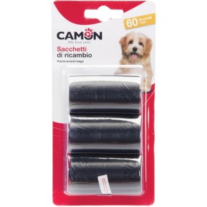 Sacchettini igienici per cani Camón, ricarica da 60 pezzi, per passeggiate.