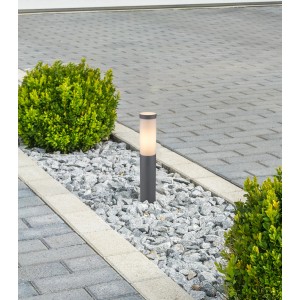 Lampada da terra Globo Boston, 45 cm, acciaio inossidabile antracite con paralume in plastica opale.