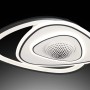 Plafoniera LED moderna con design curvo in bianco e nero.