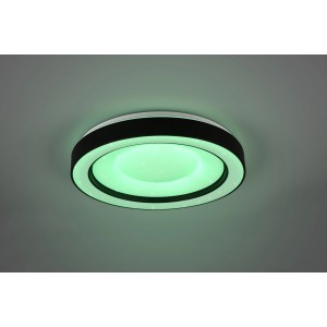 Moderna plafoniera LED Arco con cambio colore RGB ed effetto starlight. Dimmerabile e versatile per gli spazi abitativi.