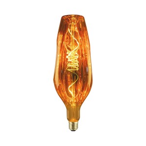 Lampadina LED E27 decorativa allungata con luce calda.