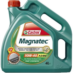 Olio motore Castrol Magnatec 10W-40 per motori benzina e diesel, 4 litri.
