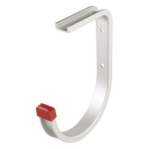 Gancio a soffitto in alluminio anodizzato con profilo a U e cappuccio in gomma rossa. Portata 20 kg.