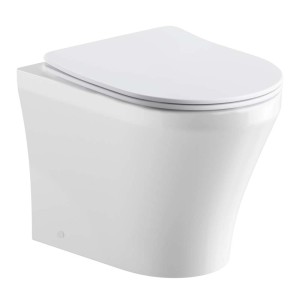 WC sospeso bianco (t.b.t.) della categoria WC filo muro con bordo chiuso.