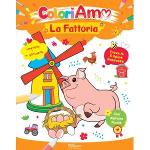 Album Coloriamo la Fattoria 32 pagine per bambini con diploma