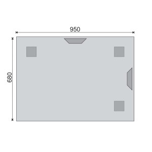 Disegno tecnico dello specchio da parete t.b.t. con dimensioni.