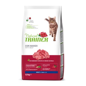 Natural Trainer cibo secco per gatti con manzo per gatti adulti.