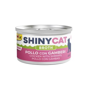 Cibo umido per gatti ShinyCat Broth 64% pollo con gamberi 70 g