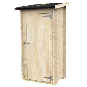 Casetta in legno Bh16 Lilia, 98x64 cm, abete non trattato con porta e tetto nero.