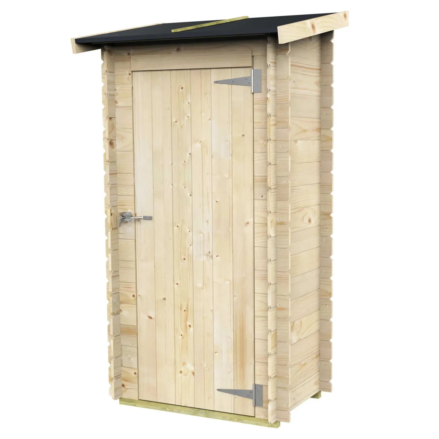 Casetta in legno Bh16 Lilia, 98x64 cm, abete non trattato con porta e tetto nero.