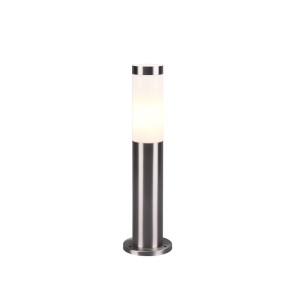 Lampada da vialetto a LED Trioto, nickel opaco, 12x45x12cm, paletto in acciaio inox per esterni.