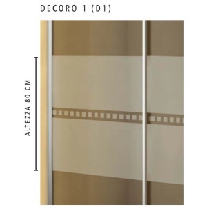 Dettaglio di una porta doccia t.b.t. con strisce decorative e altezza di 80 cm.