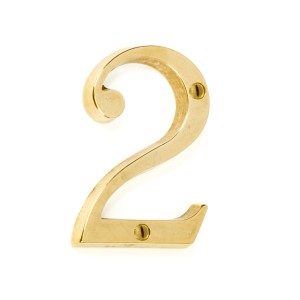 Numero civico dorato 2 di t.b.t. per il montaggio a parete.