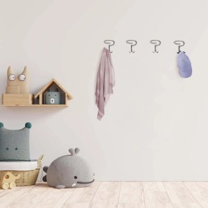 Appendiabiti da parete con quattro ganci, ideale per cameretta o ingresso. Organizer armadio.