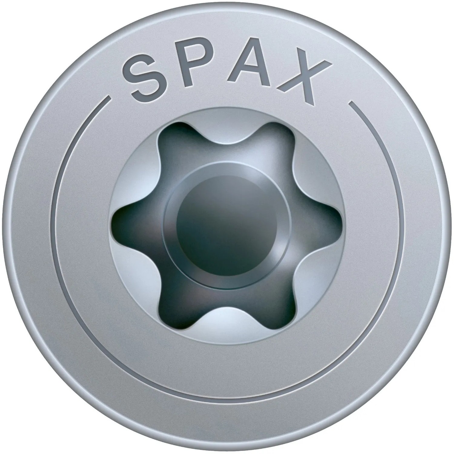 Dettaglio di vite universale Spax con attacco T-Star plus e testa a rondella.