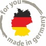 Mappa della Germania nei colori nazionali, circondata da "for you - made in germany".