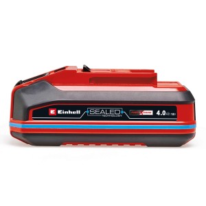 Batteria Einhell 18V 4.0 Ah Sealed Power X-Change Plus, rosso/nero, per elettroutensili.