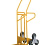 Carrello saliscale giallo per officina e trasporto.