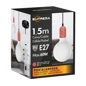 Confezione di una Portalampade t.b.t. con attacco E27, max. 60W, effetto pietra rossa.