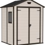 Casetta da giardino in plastica con doppia porta e finestra, beige/marrone