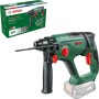 Martello perforatore a batteria Bosch UniversalHammer 18V verde con mandrino SDS plus, asta di profondità e impugnatura.