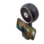 Ventilatore t.b.t. nero con supporto per smartphone.