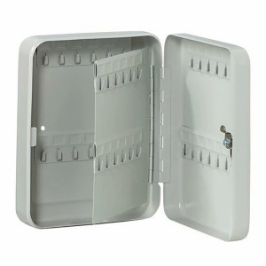 Armadietto portachiavi Burg Wächter Favor KC 48 aperto, grigio chiaro, con 48 ganci e serratura a cilindro.