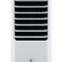 Ventilatore a torre t.b.t. bianco con lamelle e ruote.