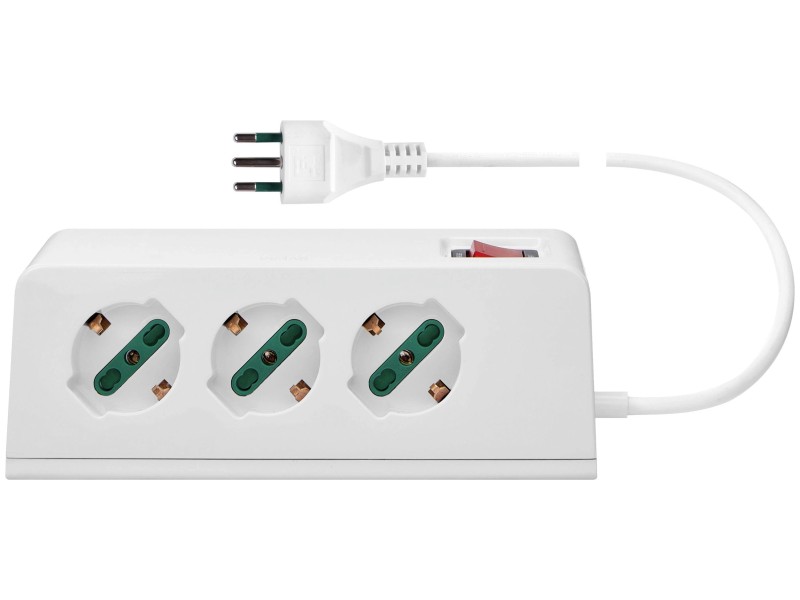 Presa quintupla con interruttore di sicurezza e USB bianco