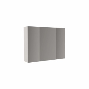 Mobile bagno specchiera contenitore 3 ante L80xH60xP16 cm bianco lucido