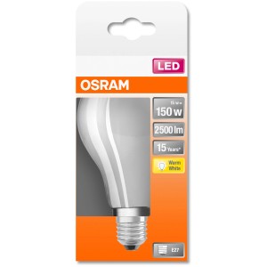 Lampadina LED Osram E27 a forma di lampadina, 17W, luce bianca calda.
