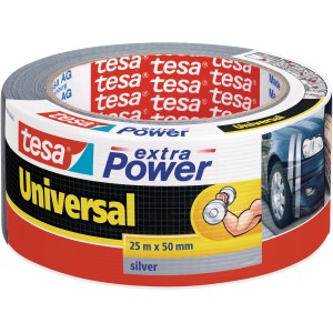 Nastro telato Tesa Universal extra Power, argento, 25m x 50mm.