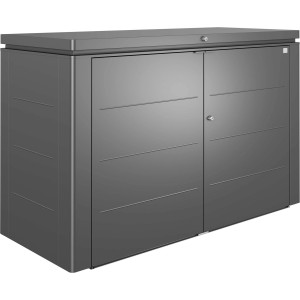 Biohort HighBoard 200 box da giardino in grigio scuro metallizzato: Box portaoggetti resistente alle intemperie con ante chiudibili a chiave.