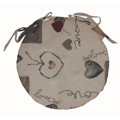 Coprisedia trapuntato Ø 40 cm disegno cuori provenza