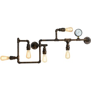 Lampada da parete Luce Design Amarcord, 5 luci, marrone ruggine in stile industriale.